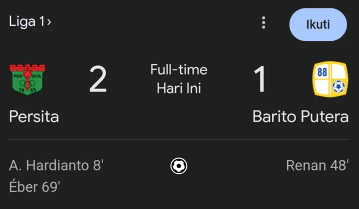 Persita Taklukkan Barito Putera! Liga 1 2024/2025: Skor 2-1