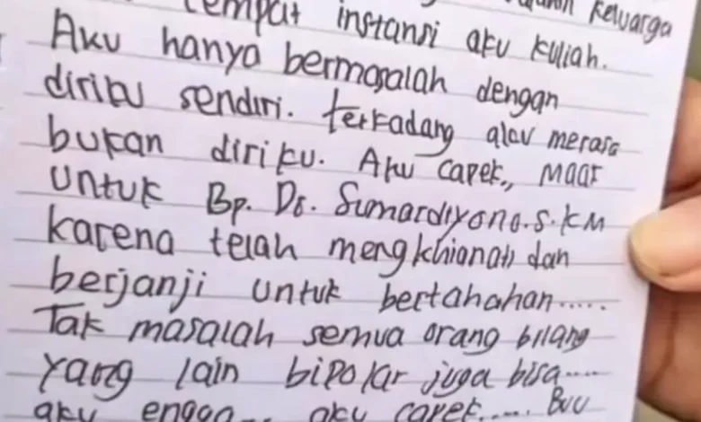 Mahasiswi UNS Tewas Jembatan Jurug: Isi Surat Wasiat Pilu